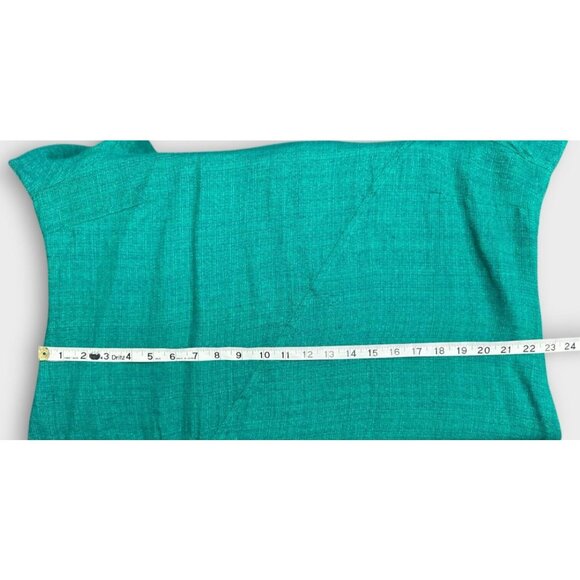 FLAX Womens Maxi Dress Size L Teal 100% Linen Long Sleeve Pockets Lagenlook - Picture 8 of 10